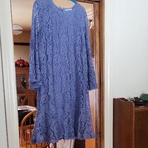 Isaac Mizrahi Long Sleeve Lace Dress in Blue